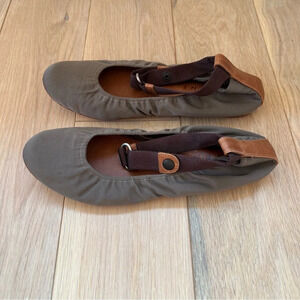 Marni Satin Leather Ankle Strap Flats Dark Grey 39.5 Balletcore Minimalist Chic